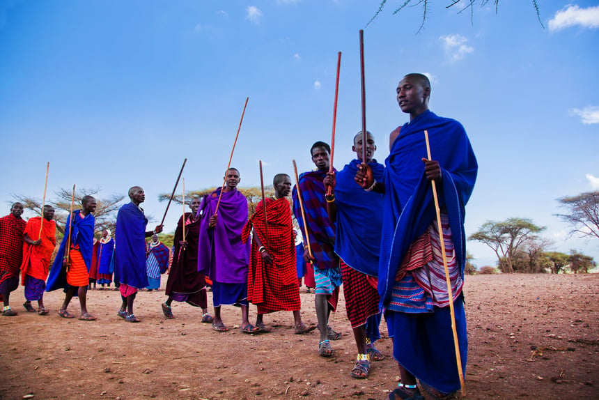 Maasai Men in Their Ritual Dance